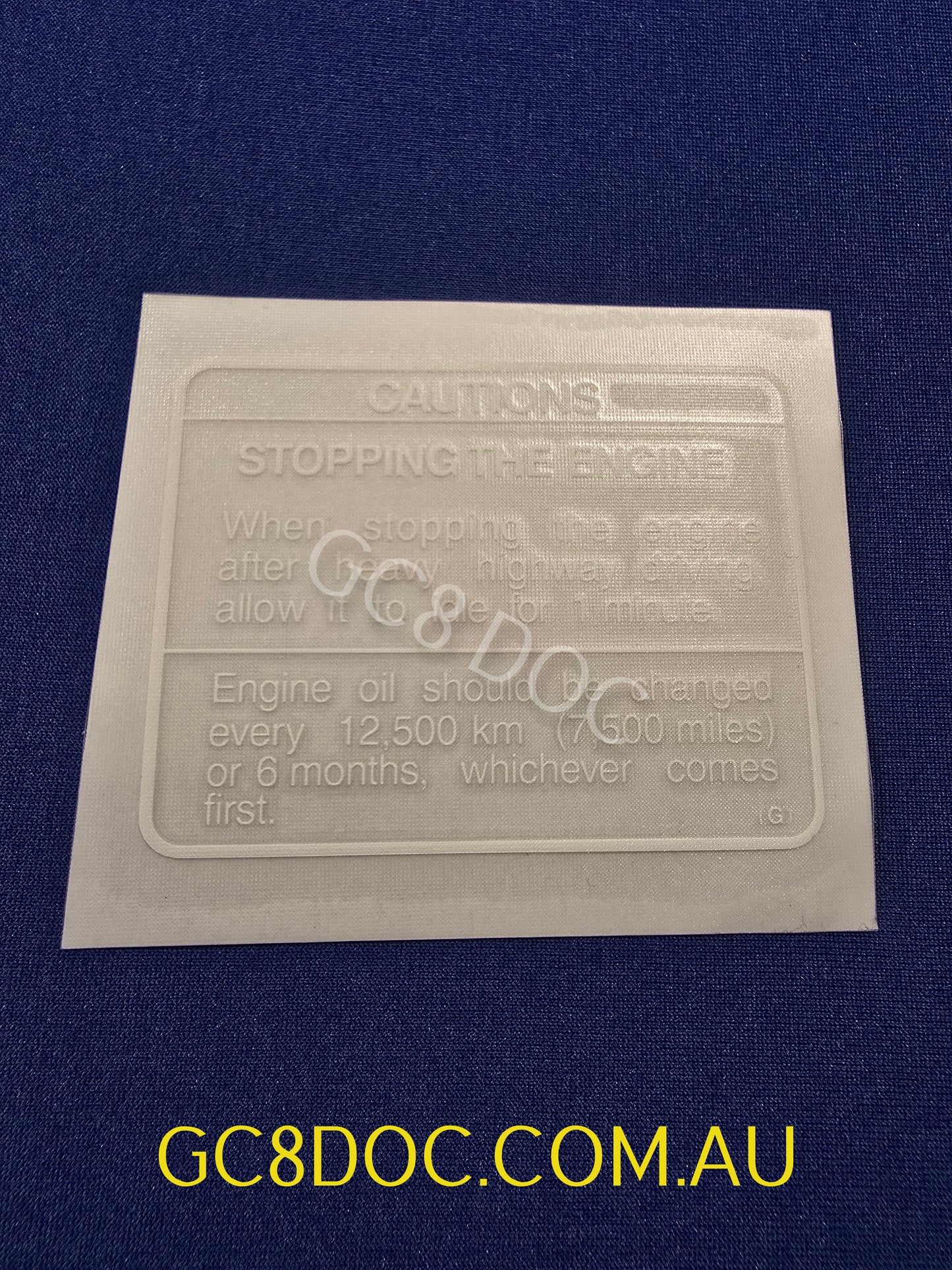 Replica Cooldown Sticker Label OEM P/N 91531AA980 For Subaru Impreza 92-00 GC8 GF8