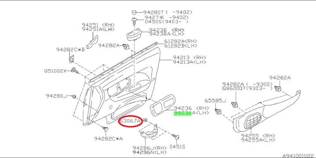 Subaru Impreza 92-00 GC8 GF8 GM8 Grommet Door Card 760119000