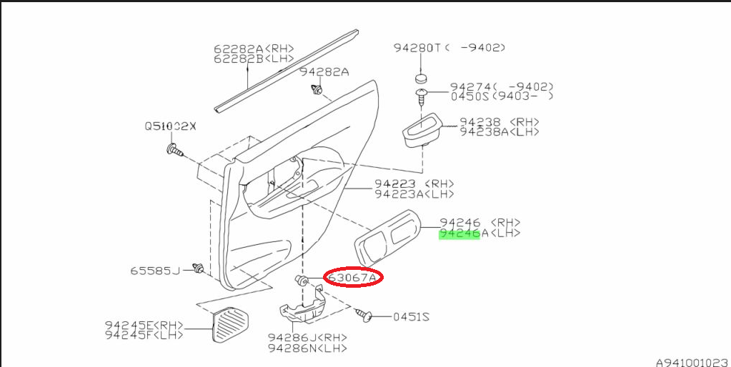 Subaru Impreza 92-00 GC8 GF8 GM8 Grommet Door Card 760119000