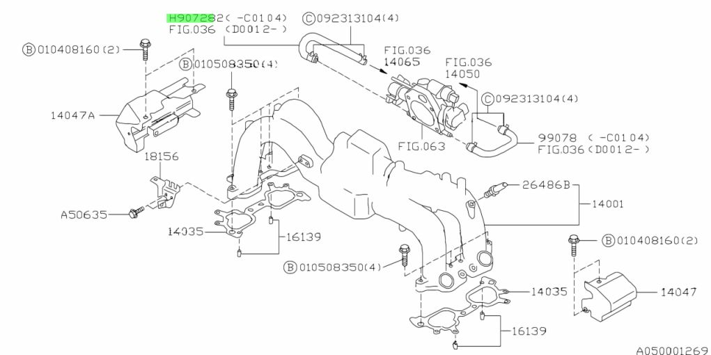 Subaru Impreza 97-00 GC8 GF8 GM8 Hose Throttle Body Chamber 807907282