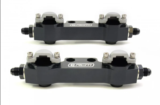 RCM Side Feed Parallel Billet Fuel Rail Pair For Subaru Impreza 92-96 V1 - V2