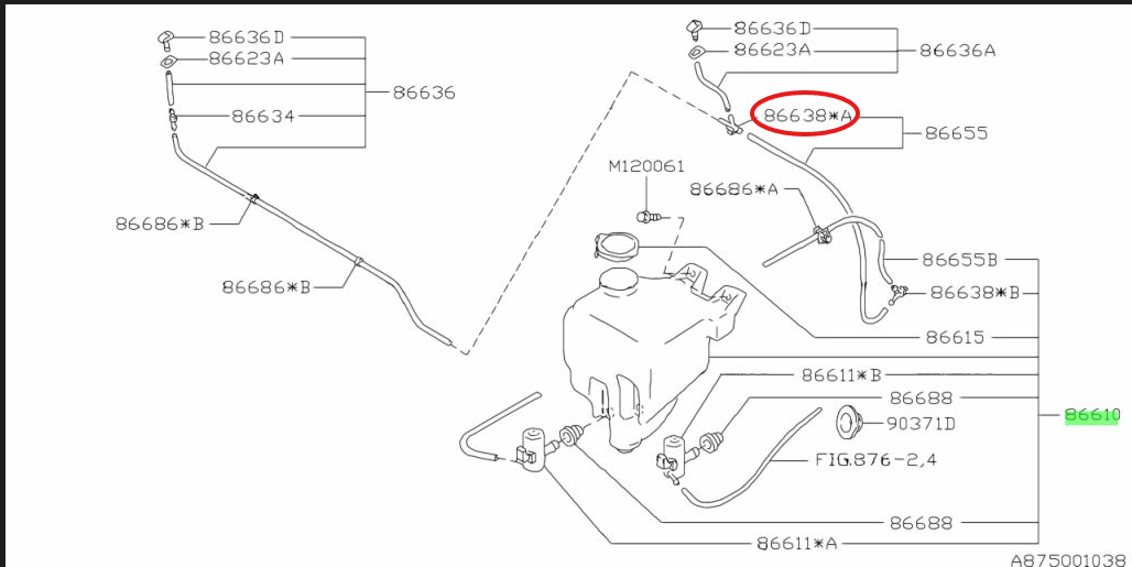 Subaru Windscreen Washer Hose Y Joint Clip 86617AA020