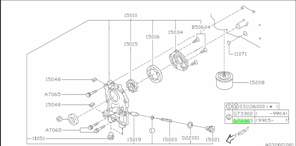 Subaru Impreza 92-14 GC8 GF8 GM8 GD Front Crank Shaft Oil 806733030