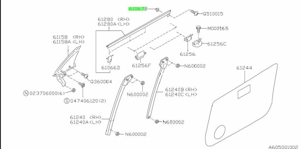 Subaru Impreza 92-07 GC8 GF8 GM8 GD Grommet Door Moulding 62305FA000