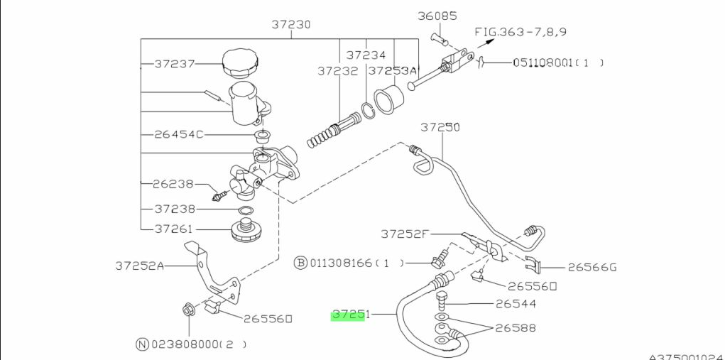 Subaru Impreza 92-07 GC8 GF8 GM8 GD WRX STI Clutch Hose 37251AA002 / 37251AA003