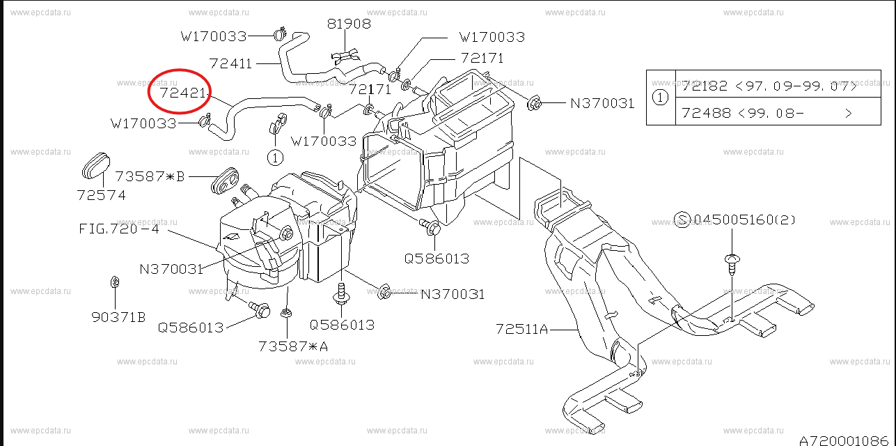 Subaru Impreza 92-00 GC8 GF8 GM8 RHD Heater Matrix Outlet Coolant Hose 72015AA020