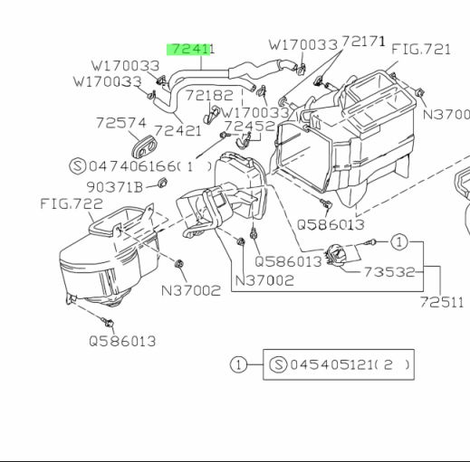 Subaru Impreza 97-00 GC8 GF8 GM8 RHD Heater Matrix Inlet Coolant Hose 72411FA001