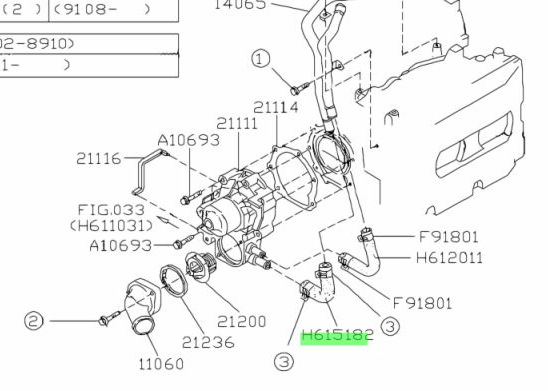 Subaru Impreza 92-21 GC8 GF8 GM8 GD Hose Coolant Bypass / Water Pump 807615182