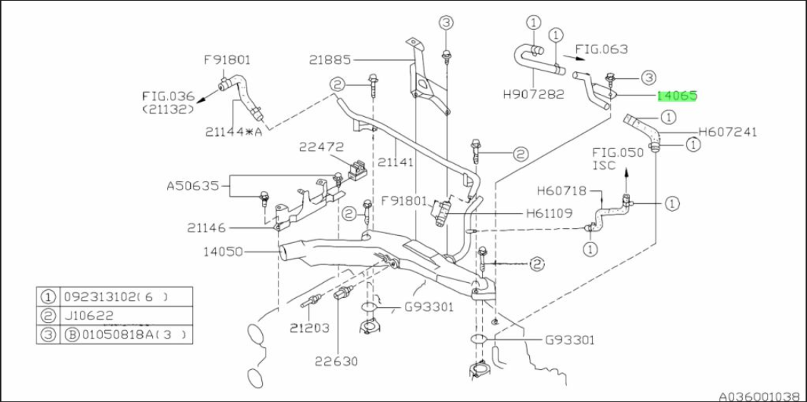 Subaru Impreza 92-00 GC8 GF8 GM8 WRX STI Pipe Coolant Bypass 14065AA090