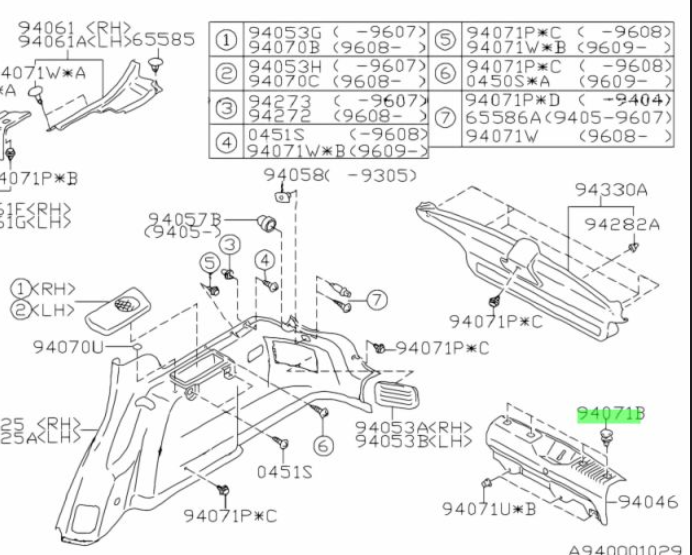 Replica Clip Boot Trim OEM P/N 94078FA030OE For Subaru Impreza Wagon GF8 92-00