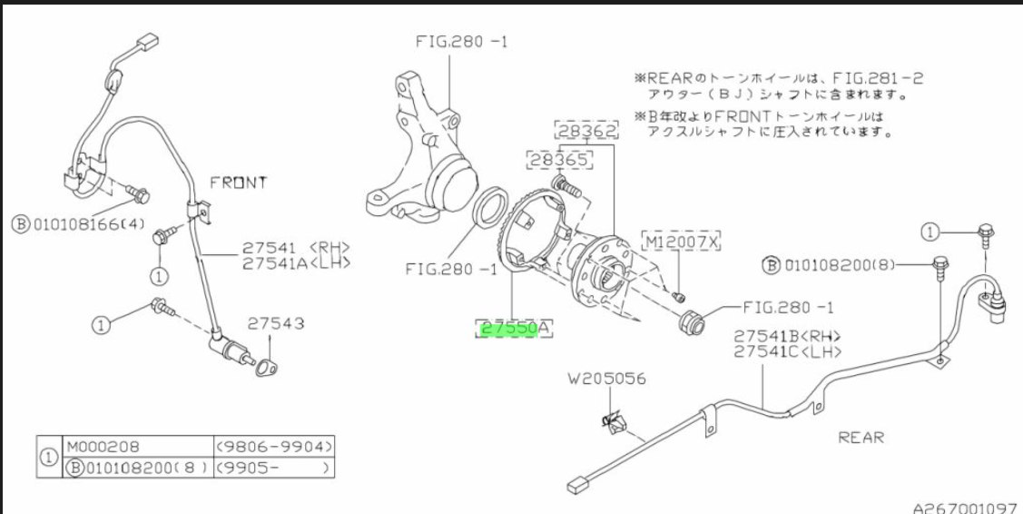 Subaru Impreza 92-99 GC8 GF8 GM8 Front ABS Tone Ring 26750AA003
