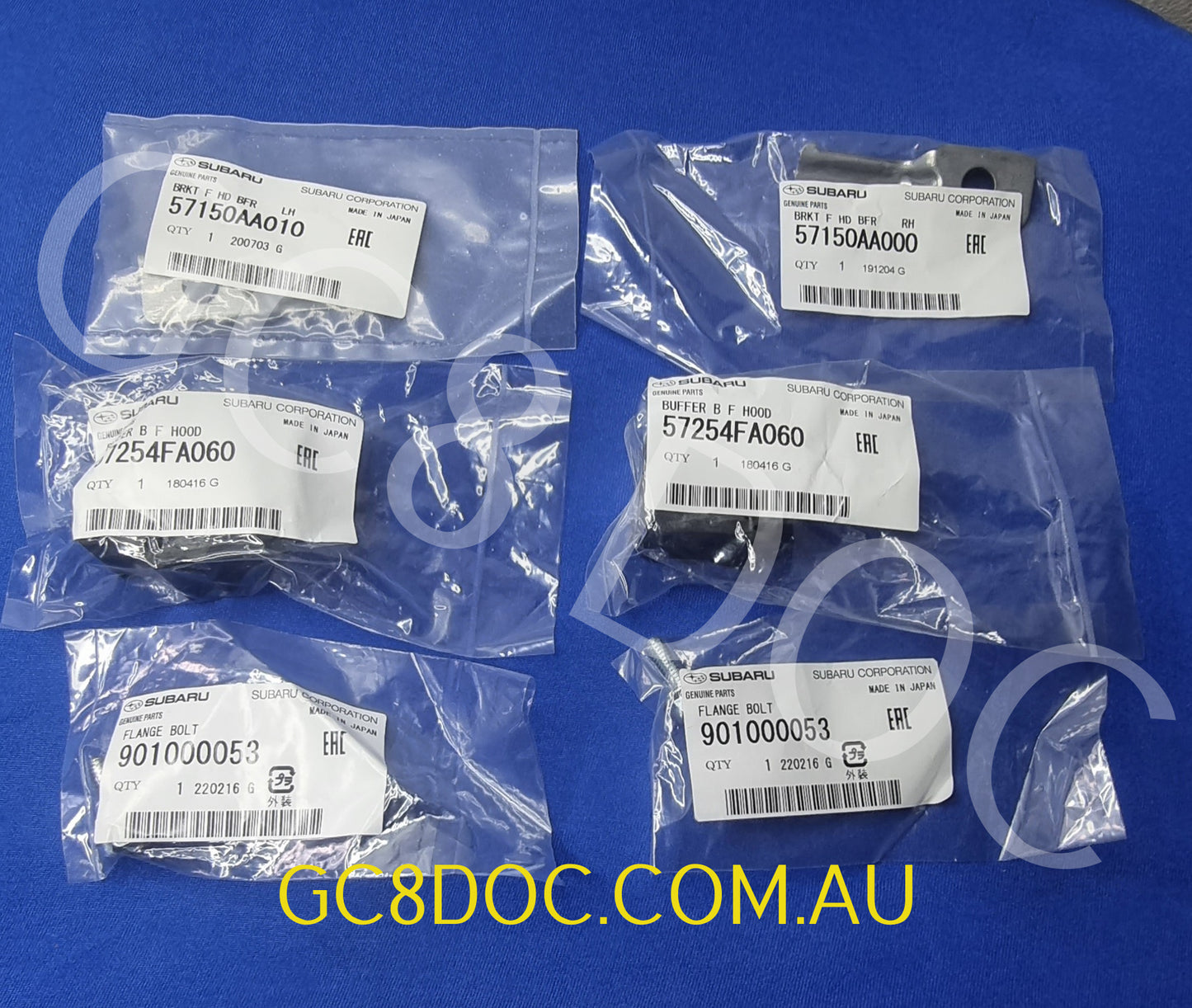 Subaru Impreza 92-00 GC8 GF8 GM8 Kit Bonnet Buffers+Brackets 57254FA060 57150AA000 57150AA010