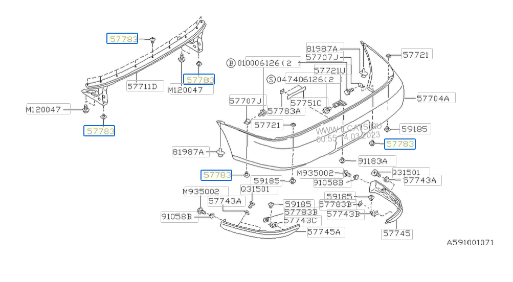 Subaru Impreza 92-07 GC8 GF8 GM8 Rear Bumper Clip 57728AC090