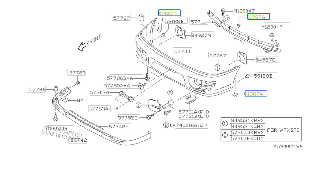 Subaru Impreza 92-07 GC8 GF8 GM8 Front Bumper Clips 81910TA100