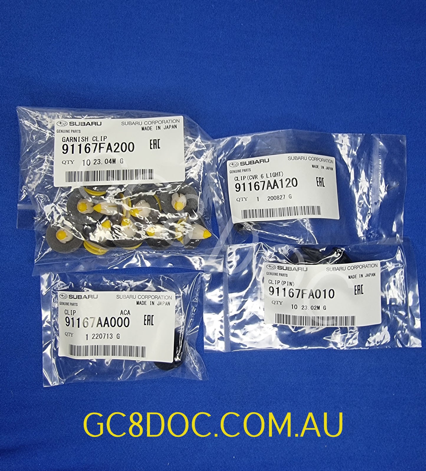 Subaru Impreza 92-00 GC8 GF8 GM8 Kit Clips Cowl Panel / Scuttle Panel 91167FA200 91167AA000 91167AA120 91167FA010