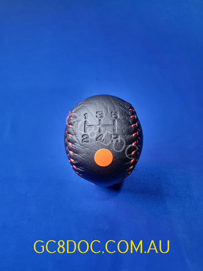 Red / Blue Stitches Gear Knob For Subaru Impreza 92-00 GC8 GF8 GM8 WRX STI OEM P/N STS025500180