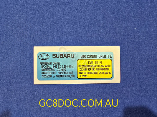 WRX GC8 (TE) Air Conditioning A/C Sticker