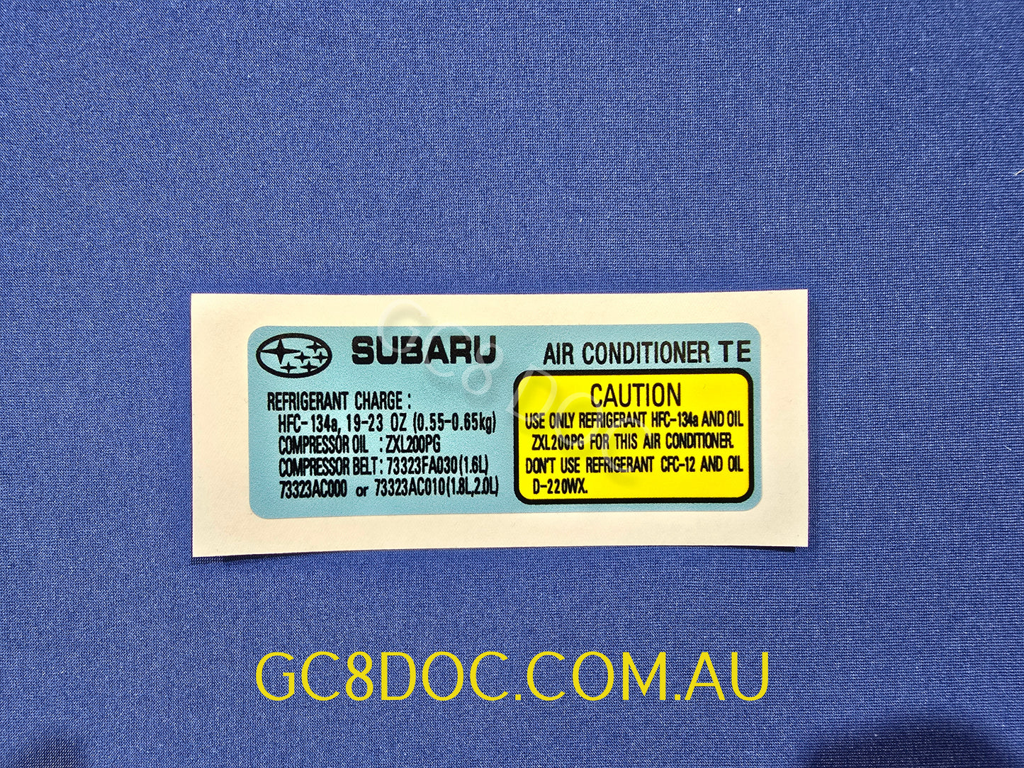 WRX GC8 (TE) Air Conditioning A/C Sticker