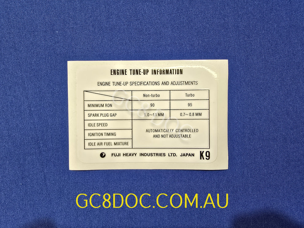 WRX GC8/GF8 STi 22B Tune Up K9-W6-1N (turbo) sticker – GC8 DOC
