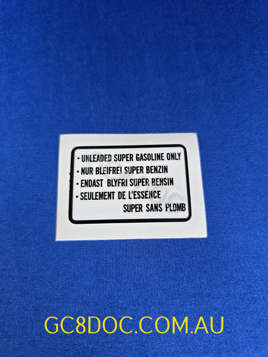 Replica Fuel Octane Sticker Label OEM P/N 10024AA190 / 10024AA040 For Subaru Impreza 92-00