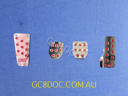 Replica STI Pedal Pad Covers Set MT Silver For Subaru Impreza GC8/GM8/GF8 OEM P/N ST3600055000 / ST3600055020 / ST3600055040
