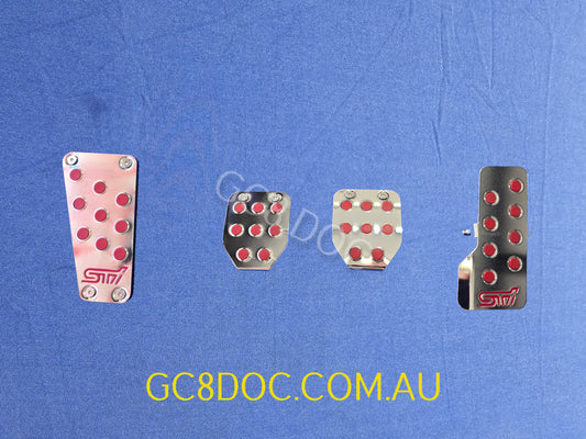 Replica STI Pedal Pad Covers Set MT Silver For Subaru Impreza GC8/GM8/GF8 OEM P/N ST3600055000