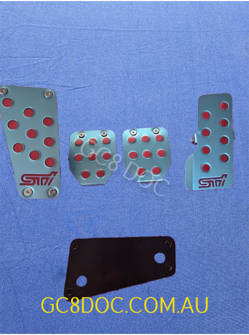 Replica STI Pedal Pad Covers Set MT Silver For Subaru Impreza GC8/GM8/GF8 OEM P/N ST3600055000 / ST3600055020 / ST3600055040