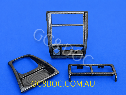 Subaru Impreza 97-00 GC8 GF8 GM8 Carbon Fibre (Hydrodipped) Bundle Kit Center Vent Surrounds + Radio Surround Panel + Gear Lever Surround