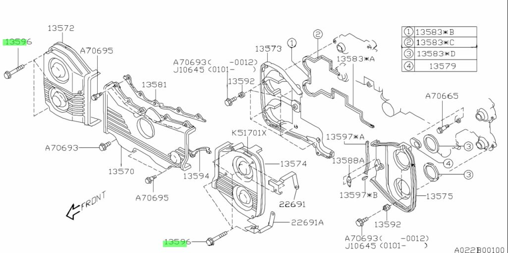 Subaru Impreza 92-12 GC8 GF8 GM8 GD Bolt Timing Cover 13596AA000