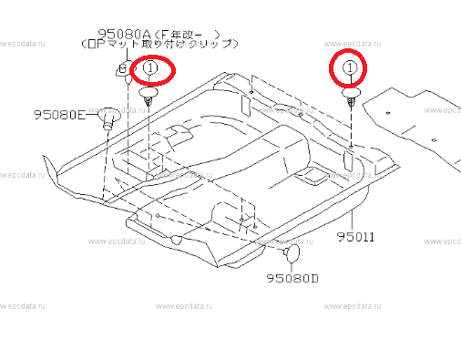 Subaru Impreza 92-18 GC8 GF8 GM8 Clip Floor Mat 95033FC030OE