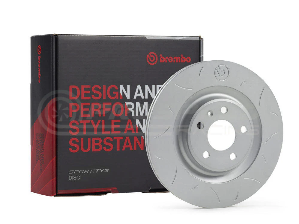 Brembo TY3 Slotted Sport Front Brake Rotors PAIR For Subaru Impreza 99-07 GC8 GF8 GM8 GD