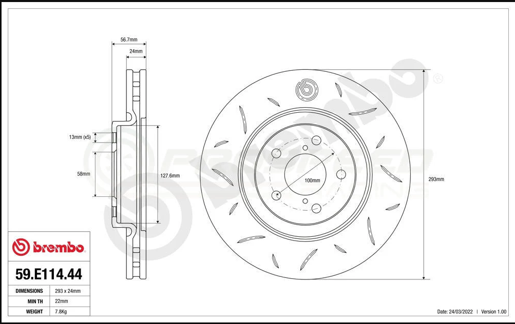 Brembo TY3 Slotted Sport Front Brake Rotors PAIR For Subaru Impreza 99-07 GC8 GF8 GM8 GD