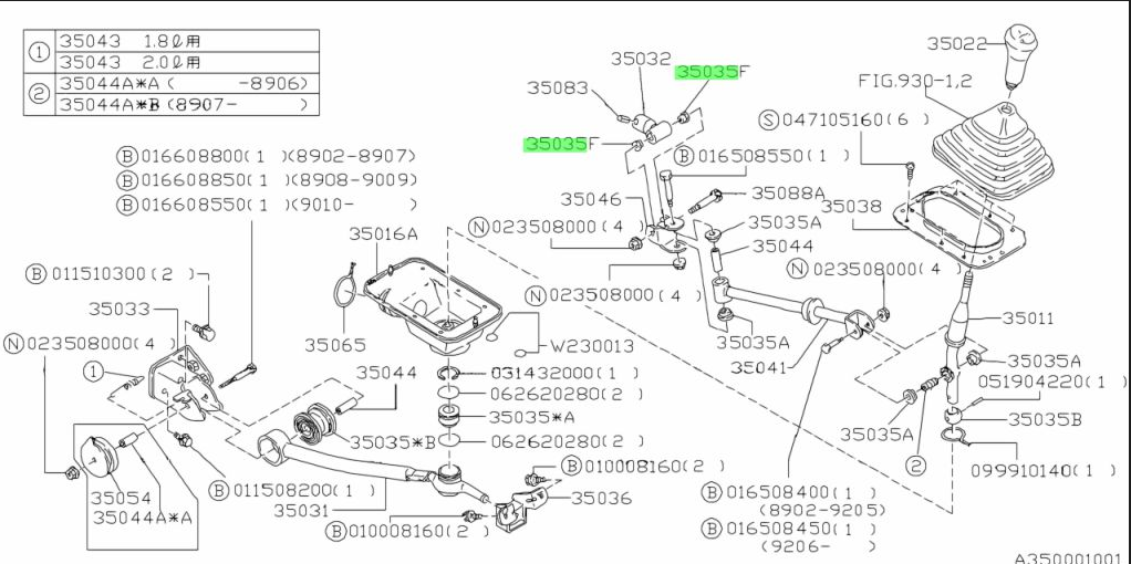 Subaru Impreza 92-07 GC8 GF8 GM8 GD Bushing  Stay Complete Lever 35035KA030