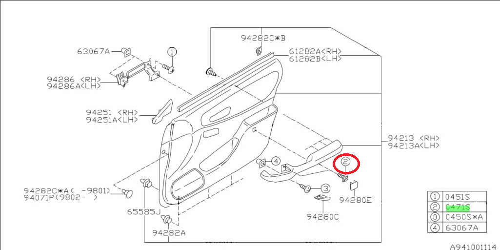 Subaru Impreza 92-00 GC8 GF8 Tapping Screw Door Card 047106160