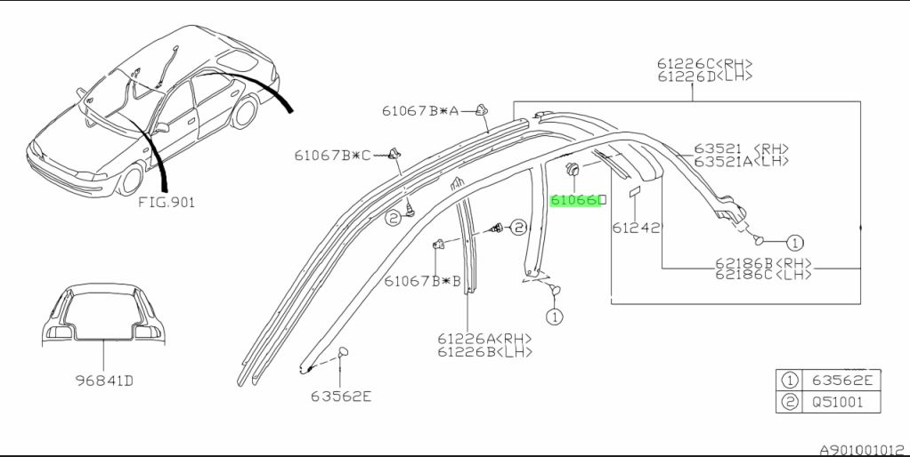 Subaru Impreza 92-00 GC8 GF8 Clip Side Retainer Moulding 62733FA000