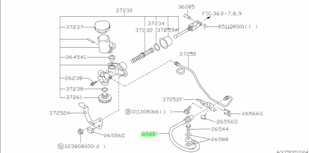 Subaru Impreza 92-07 GC8 GF8 GM8 GD WRX STI Clutch Hose  37251AA002 / 37251AA003