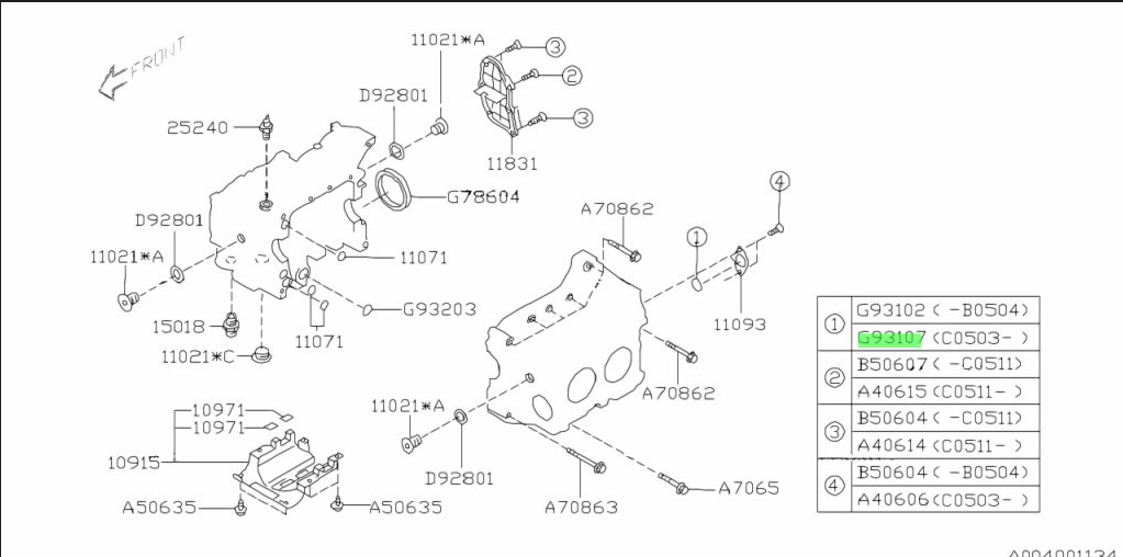 Subaru Impreza 92-21 O Ring 806931070/806931020