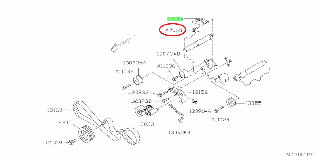 Subaru Bolt Oil Pick Up Pipe / Timing Belt Guide 800706800