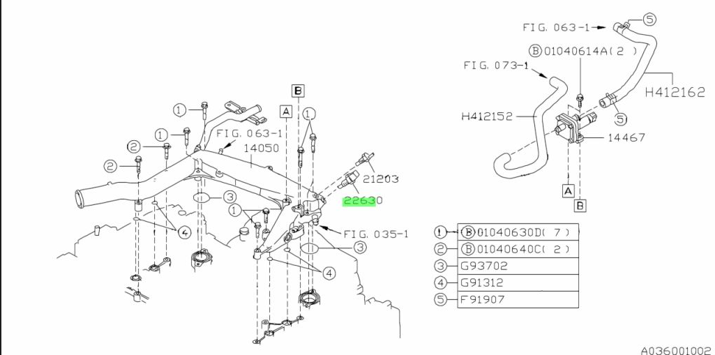 Subaru Impreza 92-98 GC8 GF8 GM8 WRX STI 22B Coolant Temperature Sensor  22630AA041