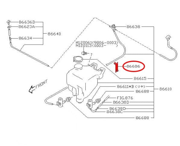 Subaru Impreza 92-00 GC8 GF8 GM8 Washers Hose Clip Clamp 86617AA050