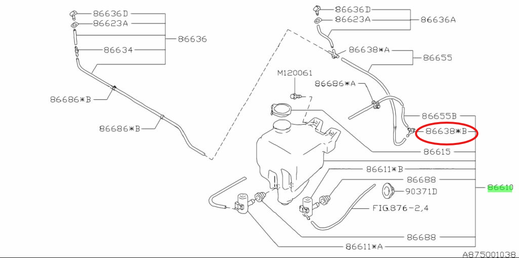 Subaru Impreza 92-07 GC8 GF8 GM8 GD Y Joint Hose Windshield Washer 86639AA000