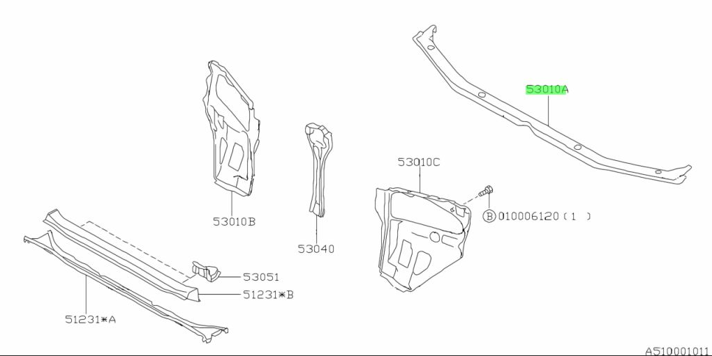 Subaru Impreza 92-00 GC8 GF8 GM8 Upper Radiator Support Panel 53060FA000 / 53060FA040