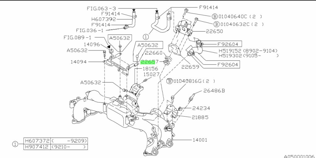 Subaru Impreza 92-98 GC8 GF8 GM8 Idle Control Check Valve 22657AA000