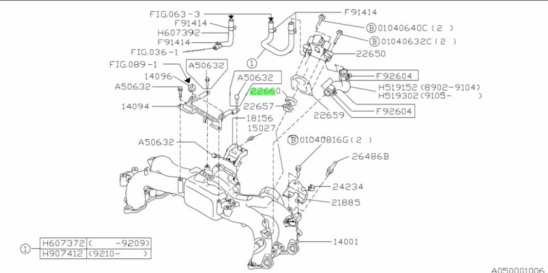 Subaru Impreza 92-98 GC8 GF8 GM8 Sealing Idle Control Check Valve 22660AA000