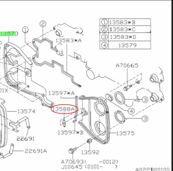 Subaru Timing Cover Seal 13584AA050