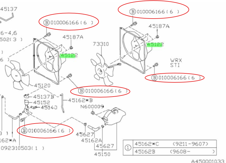 Subaru Bolt Radiator Shroud  010006166 / 901000305 / 010106160