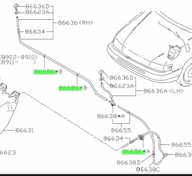Subaru Clip Washers Hose 86617AA040
