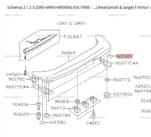 Subaru Grommet Sheet D15 909230010 / 909230043