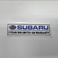 Replica Subaru Warranty Reverse Sticker