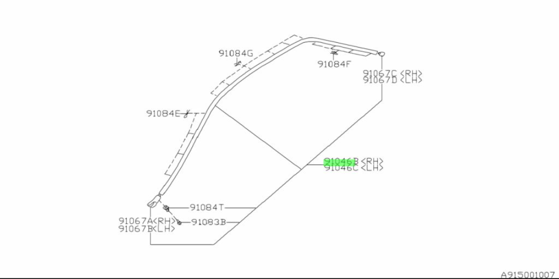 Subaru Impreza 92-00 GC8 GM8 Roof Mouldings 91012FA000 91012FA010